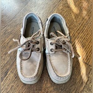 Sperry Blue Fish Kids Tan Moccasins